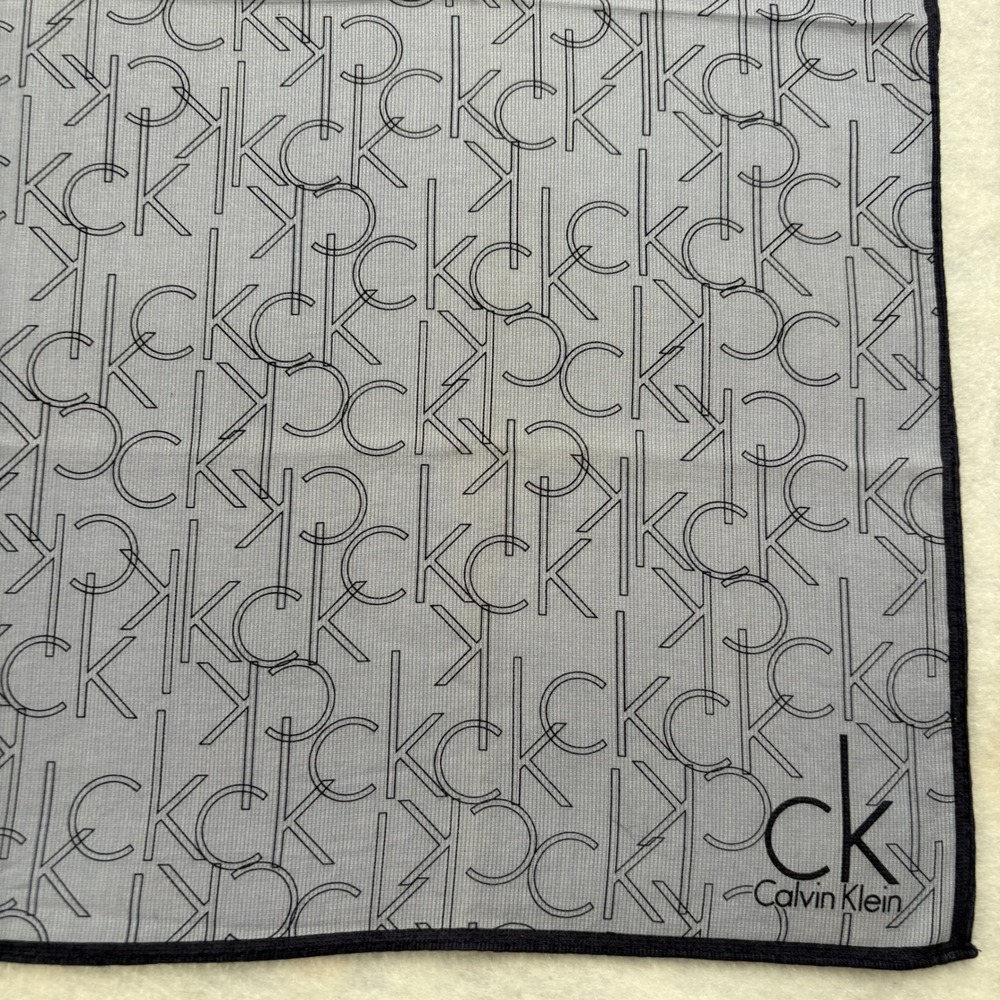 CALVIN KLEIN Scarf Monogram Logo Print Grey Black Fashion Accessory 19"
